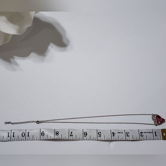 QIANSE JEWELRY Gifts Love Happens White Gold Plated Necklace with Heart - Picture 5 of 6